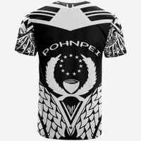Pohnpei Custom T Shirt Unique Eagle Feather Texture BlackWhite - Polynesian Pride