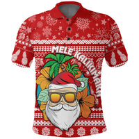 Hawaii Christmas Polo Shirt Mele Kalikimaka Tropical Santa LT7 Red - Polynesian Pride