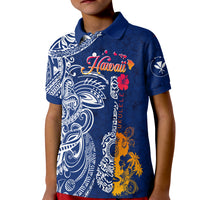 Hawaii Ukulele Unique Style KID Polo Shirt Hibiscus Pattern LT7 Unisex Blue - Polynesian Pride
