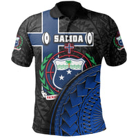 Custom American Samoa Rugby Polo Shirt Armor Style - Polynesian Pride