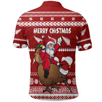 New Zealand Xmas Polo Shirt Mere Kirihimete Santa With Kiwi Bird LT7 - Polynesian Pride