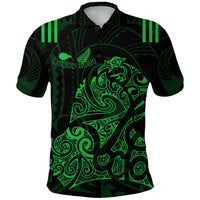 Custom Aotearoa Super Rugby Polo Shirt Maori Kiwi Green Custom Text and Number - Polynesian Pride