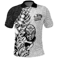 Custom New Zealand Maori All Black Rugby Polo Shirt LT2 WHITE - Polynesian Pride