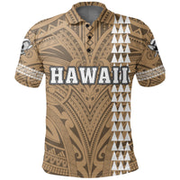 Hawaiian Islands Warrior Kakau Gold Polynesian Polo Shirt - Polynesian Pride