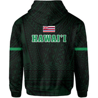 Polynesian Queen Liliuokalani Flag of Hawaii Zip Hoodie Green - Polynesian Pride