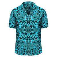 Polynesian Kakau Turtle Blue Hawaiian Shirt - Polynesian Pride
