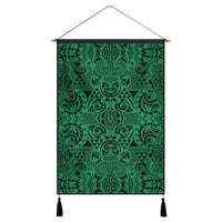 Polynesian Kakau Turtle Green Hanging Poster - AH Hanging Poster 43 x 65 cm Cotton And Linen - Polynesian Pride