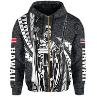 Polynesian King Culture Blue White Hoodie (Zip up) Mega Style - Polynesian Pride