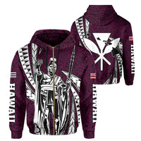 Polynesian King Culture Pink Hoodie (Zip up) Mega Style Unisex Black - Polynesian Pride