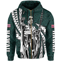 Polynesian King Culture Turquoise Hoodie (Zip up) Mega Style - Polynesian Pride