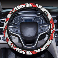 Polynesian Maori Ethnic Ornament Red Hawaii Steering Wheel Cover with Elastic Edge - Polynesian Pride