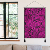 Polynesian Maori Lauhala Pink Hanging Poster - AH Hanging Poster 50 x 75 cm Cotton And Linen - Polynesian Pride
