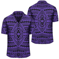 Polynesian Seamless Violet Hawaiian Shirt Unisex Black - Polynesian Pride