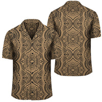 Polynesian Symmetry Gold Hawaiian Shirt Unisex Black - Polynesian Pride