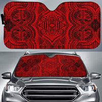 Polynesian Symmetry Car Sun Shade Auto Sun Shade Universal Fit Red - Polynesian Pride