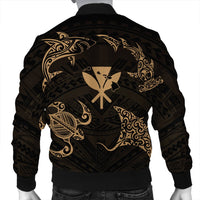 Polynesian Turtle Hammerhead Shark Ray Kanaka Hawaii Bomber Jacket Circle Gold - AH - Polynesian Pride