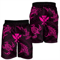Polynesian Turtle Hammerhead Shark Ray Kanaka Hawaii Men's Shorts Circle Pink - AH - Polynesian Pride