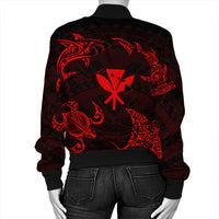 Polynesian Turtle Hammerhead Shark Ray Kanaka Hawaii Bomber Jacket Circle Red - AH - Polynesian Pride