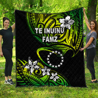 TE INUINU FAMZ - Cook Islands Rugby Premium Quilt Unique Vibes - Green LT8 - Polynesian Pride