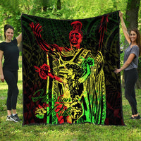 Hawaii Premium Quilt - King Of Hawaii With Hawaiian Girls Reggae Version Black - Polynesian Pride