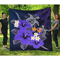 Hawaii Turtle Purple Hibiscus Polynesian Premium Quilt - Anne Style - AH Purple - Polynesian Pride