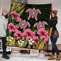 Hawaii Turtle Hibiscus Tropical Polynesian Premium Quilt - Floren Style - AH - Polynesian Pride