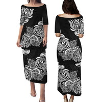 Polynesian Floral Tribal Puletasi Dress Black LT9 - Polynesian Pride