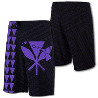 Hawaii Kakau Polynesian Kanaka Map Board Shorts - Purple Men Purple - Polynesian Pride