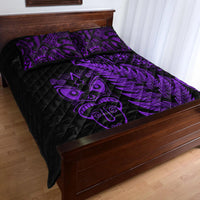 New Zealand Haka Rugby Maori Quilt Bed Set Silver Fern Vibes - Purple LT8 - Polynesian Pride