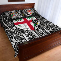 Fiji Quilt Bed Set Tapa Patterns Black And White Style LT6 - Polynesian Pride