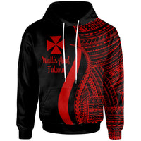 Wallis and Futuna Hoodie Red Tentacle Tribal Pattern Unisex Red - Polynesian Pride