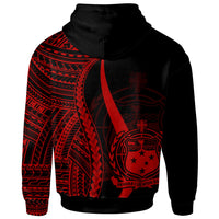 Samoa Custom Zip up Hoodie Red Tentacle Tribal Pattern - Polynesian Pride