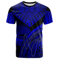American Samoa T Shirt Royal Blue Polynesian Necklace and Lauhala Unisex Art - Polynesian Pride