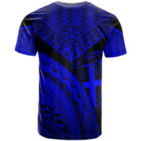 Fiji Custom T Shirt Royal Blue Polynesian Necklace and Lauhala - Polynesian Pride
