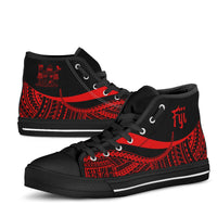 Fiji High Top Shoes Red - Polynesian Tentacle Tribal Pattern Crest - Polynesian Pride