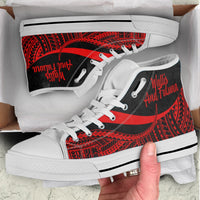 Wallis And Futuna High Top Shoes Red - Polynesian Tentacle Tribal Pattern - Polynesian Pride