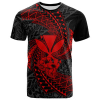 Polynesian Hawaii T Shirt Red Spiral Pattern Hibiscus Unisex RED - Polynesian Pride