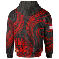 Tahiti Polynesian Hoodie Red Plumeria - Polynesian Pride