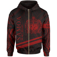 Samoa Zip Hoodie In My Heart Style Polynesian Patterns Red Color Unisex Black - Polynesian Pride