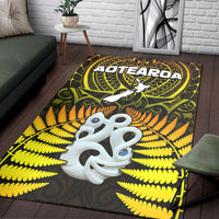Aotearoa Fern Area Rug New Zealand Hei Tiki Gold Style LT13 - Polynesian Pride