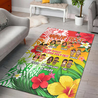 (Custom Personalised) Aloha Poly Fest Area Rug Polynesian Pattern With Tropical Flowers LT14 - Polynesian Pride