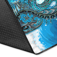 (Custom Personalised) Manaia Maori Area Rug Fern Aotearoa Blue Waves LT13 - Polynesian Pride