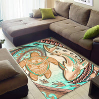 Hawaii Area Rug Polynesian Shark And Sea Turtle Dreamy Turquoise Artsy LT14 - Polynesian Pride