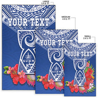 (Custom Personalised) Guam Chamorro Area Rug Guaman Latte Stone Tropical Flowers Blue Version LT14 - Polynesian Pride