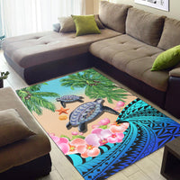 Polynesian Turtle Coconut Tree And Orchids Area Rug LT14 - Polynesian Pride