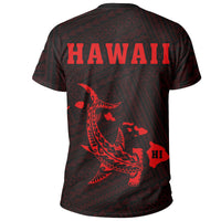 Hawaii Kakau Hammerhead Shark T Shirt Red - Polynesian Pride