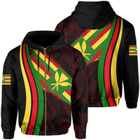 Hawaii Polynesian Kanaka Flag Hoodie Zip Red Ten Style Unisex Beige - Polynesian Pride