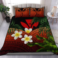 (Custom) Kanaka Maoli (Hawaiian) Quilt Bed Set, Polynesian Plumeria Banana Leaves Red Personal Signature - Polynesian Pride