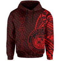 Hawaii Polynesian Hoodie Red Emboss Style - Polynesian Pride