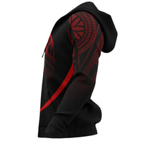 Hawaii Polynesian Zipper Hoodie Red The Face Style - Polynesian Pride